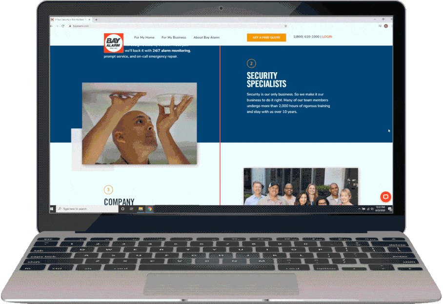 Bay Alarm Website Design Animated